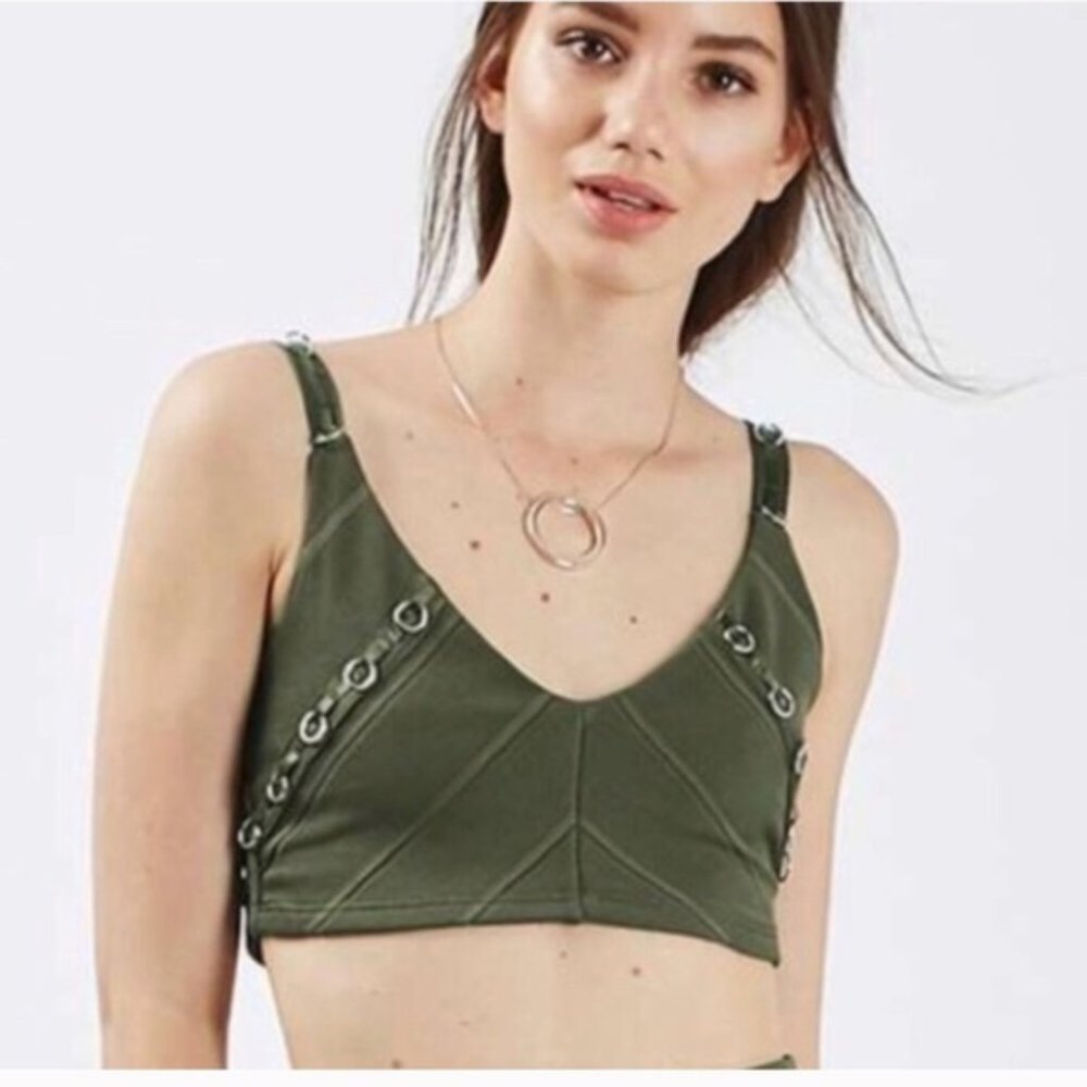 Topshop Ring Bralette Crop Top Green